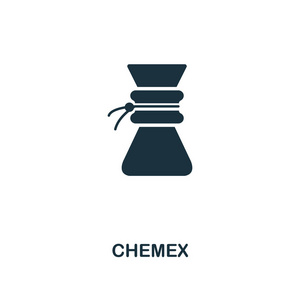 chemex 图标。从咖啡店的图标集合的高级风格的设计。ui 和 ux. pixel 完美的化学图标。适用于网页设计应用程序
