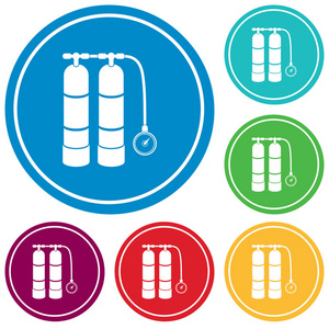 水肺矢量插图。 潜水设备矢量标志。 游泳比赛