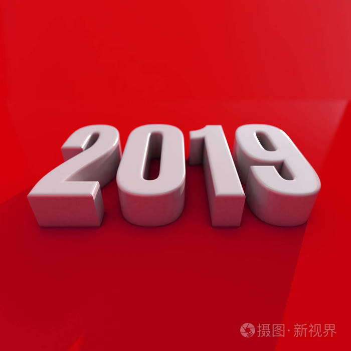 新年红2019创意设计理念3d 渲染图像