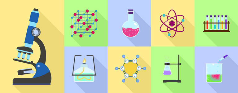 化学科学图标集, 平面样式