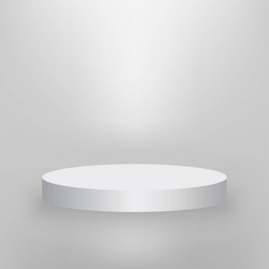 产品展示台上, 白色舞台, 空白白色底座, 空白模板模型。向量