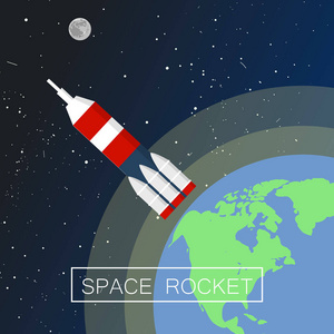 空间火箭概念背景, 扁平风格