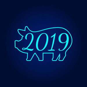 中国新年快乐2019岁, 猪年。向量例证