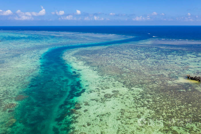 石垣岛热带泻湖俯视图