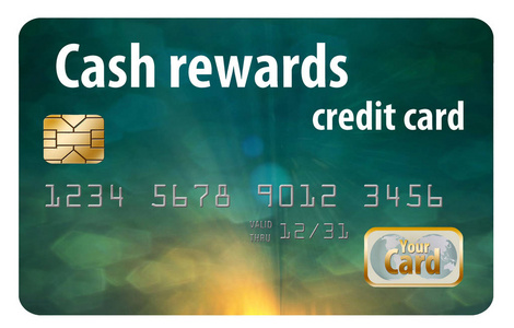 这是一张在白色背景上隔离的现金奖励信用卡。