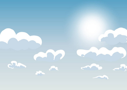 矢量天空与云. 卡通风格. 背景设计照片