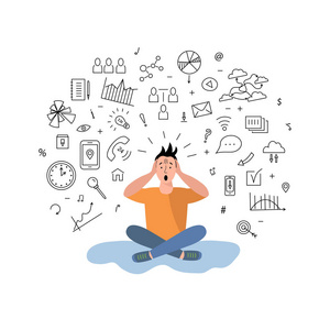 信息和数据过载概念. 数字信息过载. 平面设计照片