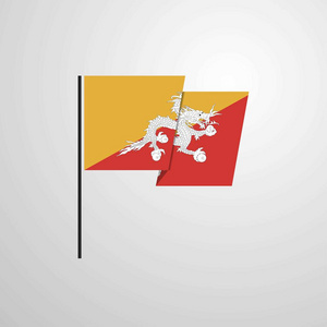 不丹挥舞旗帜设计矢量