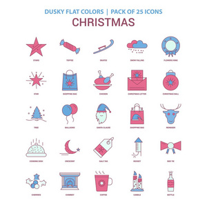 圣诞图标Dusky平板彩色25图标包装