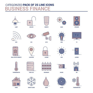 复古商业金融图标集25平线图标集