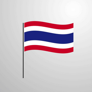 泰国挥舞国旗矢量插图