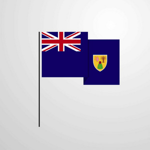 图尔克和凯科斯群岛挥舞国旗设计矢量