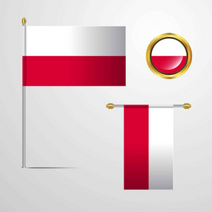 波兰国旗图标矢量插图
