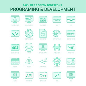 25个绿色编程和开发图标集
