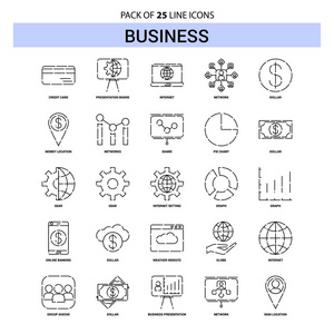 商务线图标设置25个虚线轮廓样式