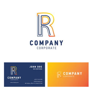 R公司标志设计与访问卡矢量
