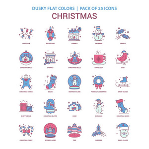 圣诞图标Dusky平板彩色25图标包装