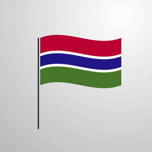 冈比亚挥舞旗帜矢量插图