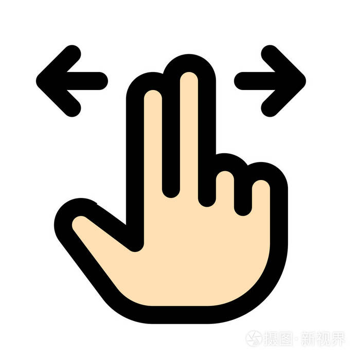 双指水平滑动彩色矢量图标