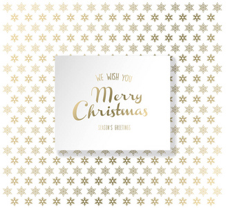 圣诞彩灯背景插图与雪花和金色圣诞快乐文字