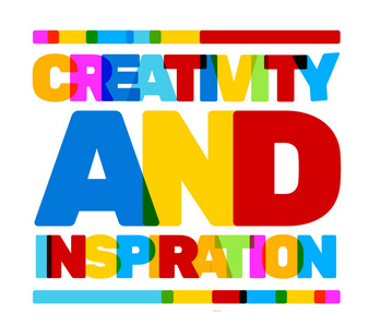 多色创意和灵感商业字字体排版的矢量插图白色背景。 创意文本彩色彩虹概念。 平面风格设计网页横幅业务展示