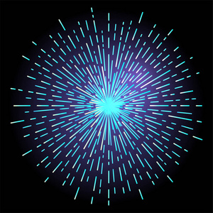 光线作为光环. 手绘矢量插图孤立在黑色的老式雕刻风格.