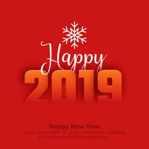 喜迎新春节2019年喜迎新年红色问候背景. 纸质文本设计.