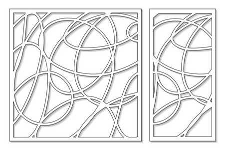 设置切割模板。抽象线条, 几何图案。激光切割。设置比率 12, 11。向量例证