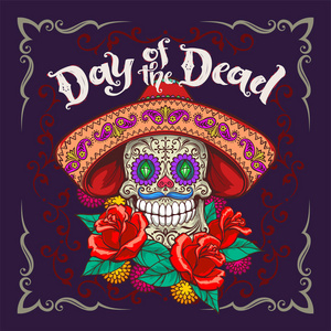 亡灵节 de 洛杉矶 muertos 向量笔线剪影洛杉矶深蓝色