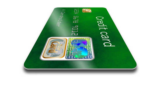 这里有一个例子，它的特点是信用卡上的安全特性，包括全息磁条和EMV芯片。