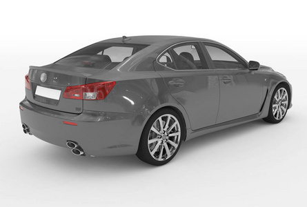 汽车隔离白色灰色油漆透明玻璃背面右侧视图3D渲染