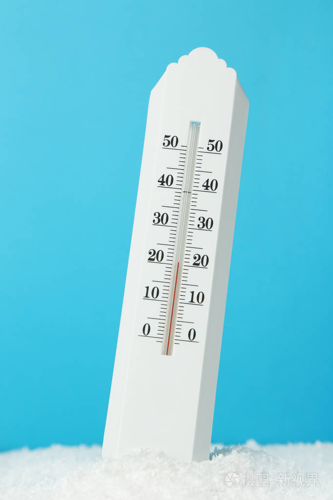 蓝底雪白色温度计