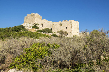 卡斯特洛斯城堡的废墟希腊