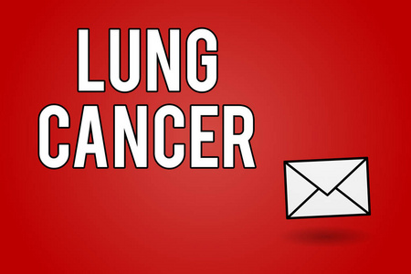 手写文本肺癌。概念意味着在肺部开始的异常细胞不受控制的生长