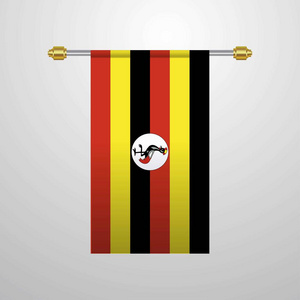 乌干达悬挂国旗矢量插图