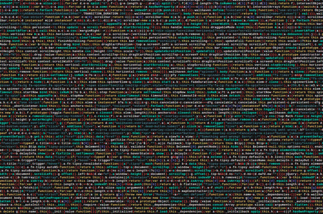 文本编辑器中的javascript代码。 编码网络空间概念。 网页开发javascript代码的屏幕。 实现SEO概念以获得更好