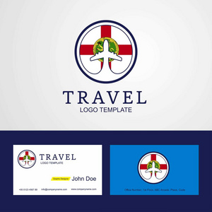 旅行奥德尼创意圈旗标志和名片设计