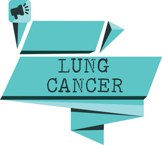 文字写肺癌。在肺部开始不受控制的异常细胞生长的商业概念