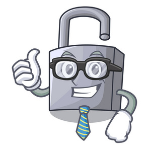 就业保障职业保障生意人卡通锁在桌子上的挂锁照片