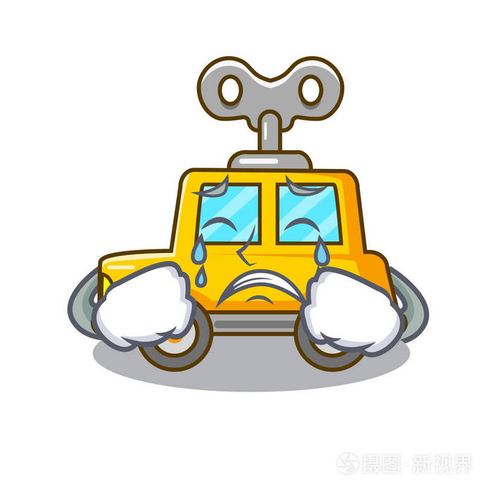 为礼品矢量插图而哭泣的卡通钟表玩具车