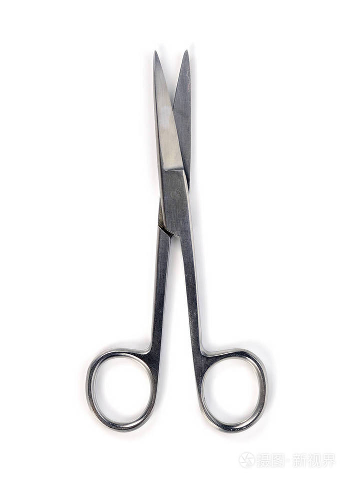 白色背景上隔离的医用剪刀