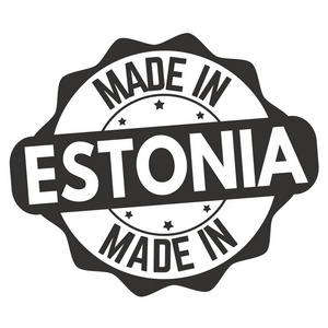 在白色背景矢量插图上制作的爱沙尼亚标志或邮票