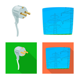 电力和电气标志的矢量设计。网上电力和能源股票符号的收集
