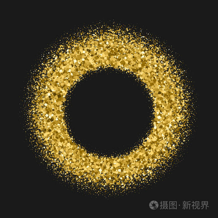 金色框架闪闪发光的纹理隔离在黑色上.
