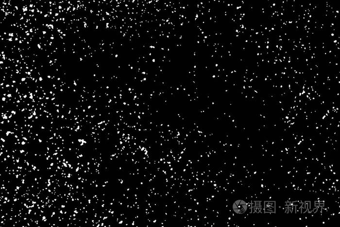 白色粒状纹理孤立在黑色背景上灰尘覆盖浅色噪声颗粒雪元素位图设计