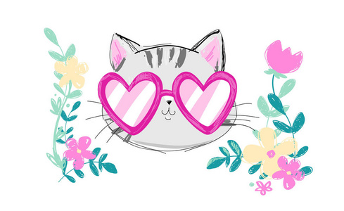 墨镜猫图片 墨镜猫素材 墨镜猫插画 摄图新视界
