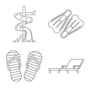 游泳池和游泳图标的孤立对象.网络中的池和活动股票符号集照片