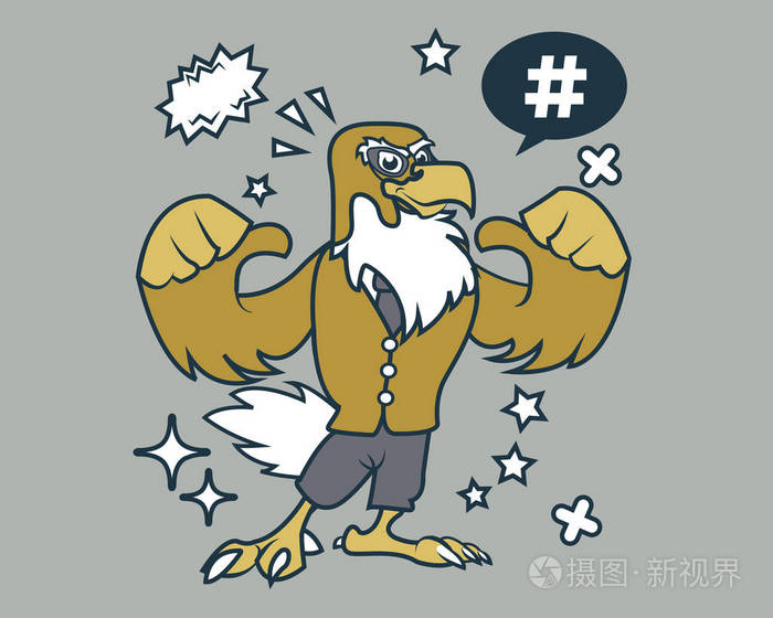 时髦的老鹰卡通t恤