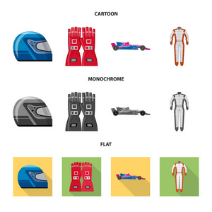 汽车和拉力赛标志的孤立对象。一套汽车和种族股票符号的网站