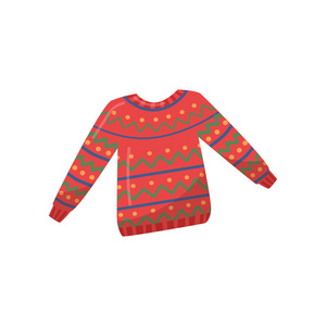 卡通衣物针织羊毛衫.红色套头衫, 图案鲜艳.冬季保暖衣物.